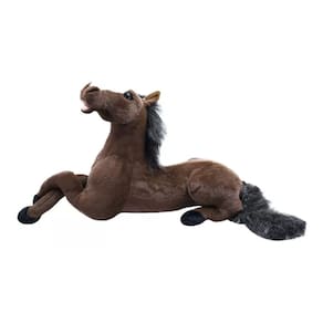 Cavalo Realista Marrom Claro Deitado 73cm - Pelúcia