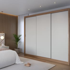 Guarda Roupa Casal 3 Portas de Correr 6 Gavetas Montclair - caixa com 6 Unidade - Canella/Off White