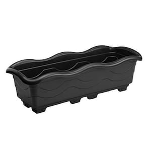 Jardineira Floreira Preto Grande 50X19X15Cm 6,5L De Plastico