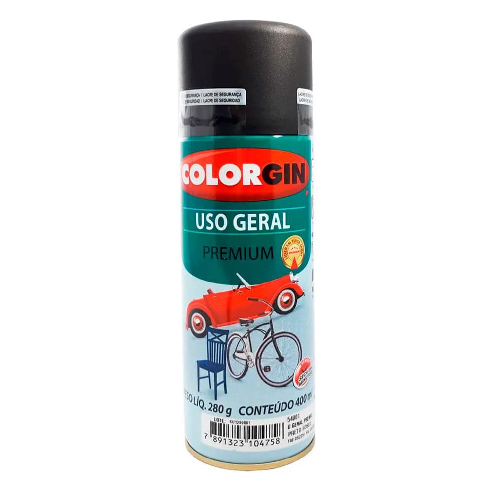 Spray Preto Fosco Colorgin Uso Geral Secagem Rapida Pratica