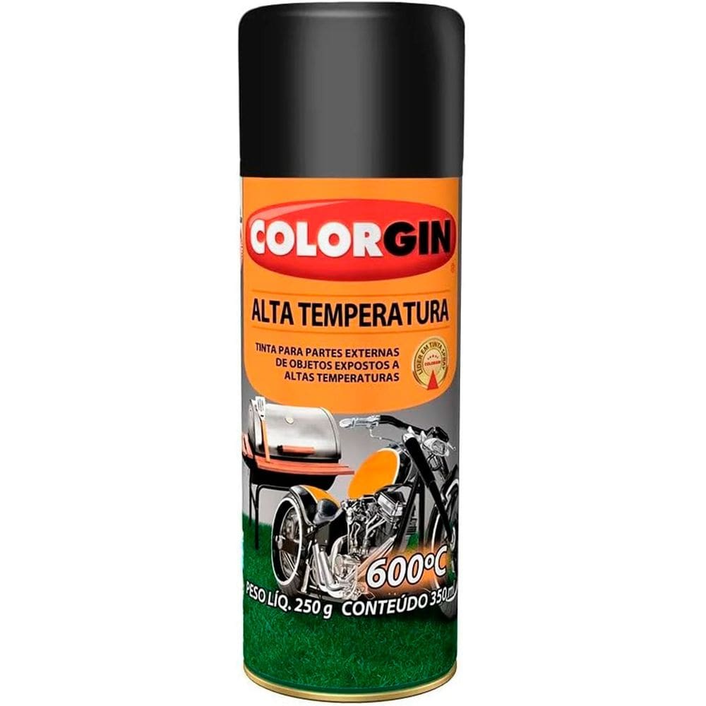 Spray Preto Alta Temperatura Colorgin Resistente Duravel