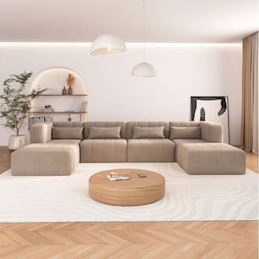 Sofá Modular 02 Cantos 02 Poltronas e 02 Puffs Easybox Cabecasa Madeiramadeira Taupe