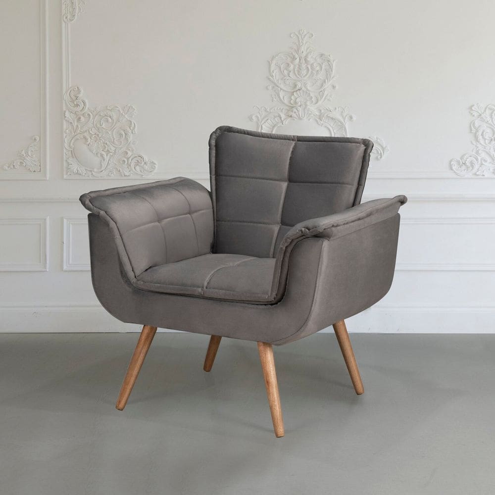 Poltrona para Sala de Estar Opala 83x78 Cm Cinza
