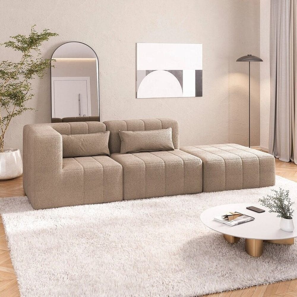 Sofá Modular de Canto 01 Canto 01 Poltrona e 01 Puff Easybox Cabecasa Madeiramadeira Taupe