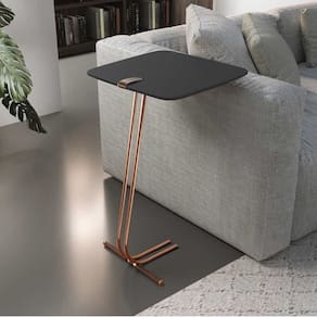 Mesa de Apoio para Sofá com Base em Metal Preto