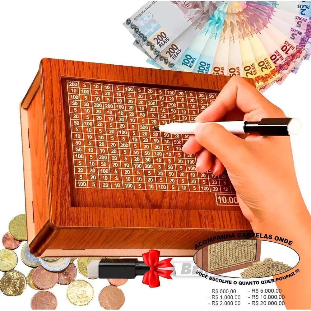 Cofre Caixa Dinheiro Wood Box Japones Kakebo Desafio Classic