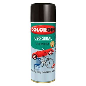 Spray Preto Semi Brilhante Colorgin Acabamento Duravel