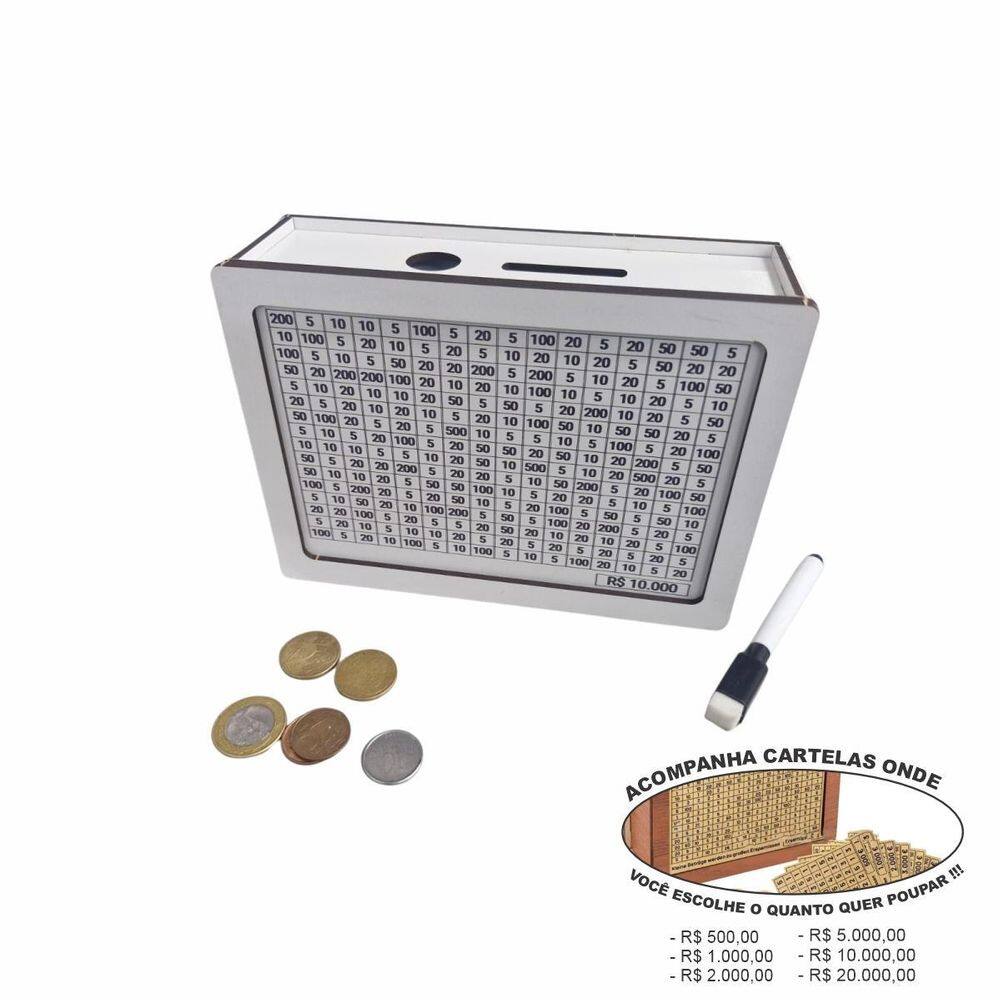 Cofre Caixa Dinheiro Wood Box Japones Kakebo Desafio Branco