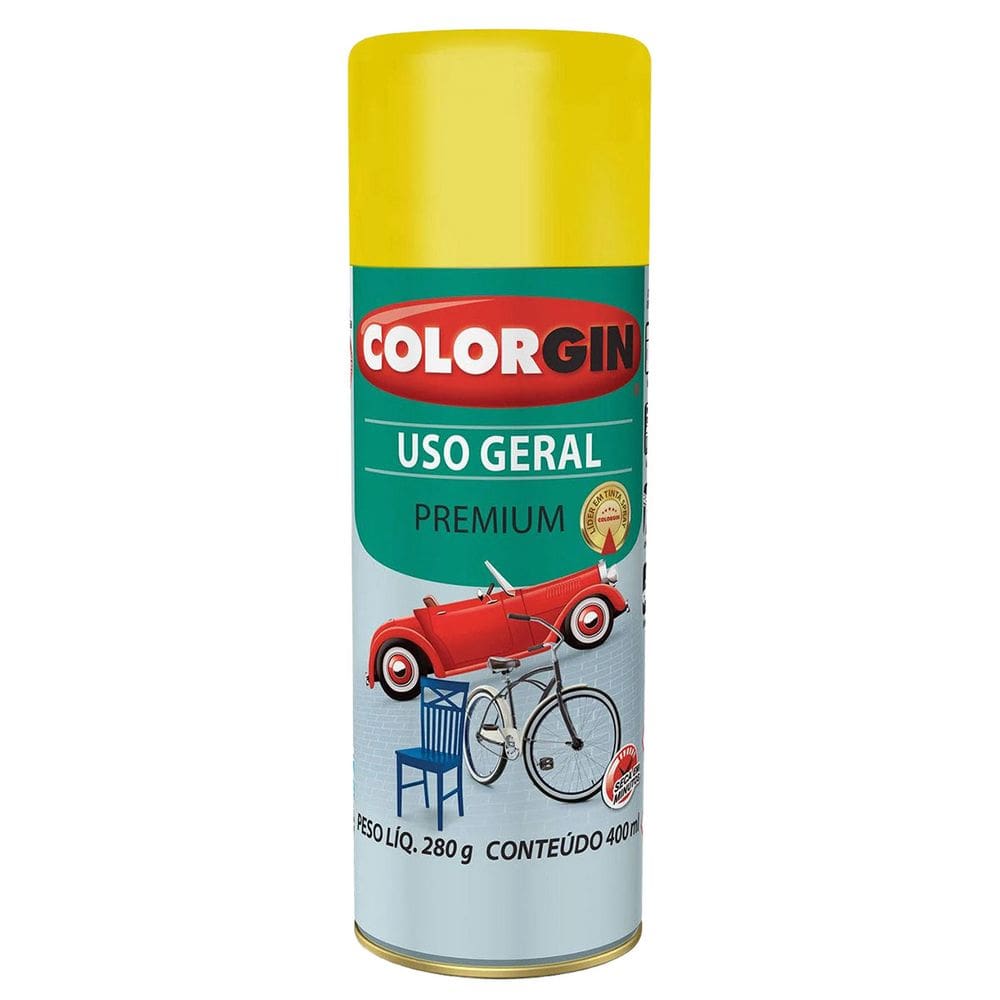 Spray Amarelo Uso Geral Colorgin Pintura Facil Rapida Pratica