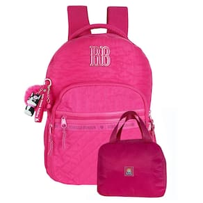 Kit 2 Rebecca Bonbon Mochila Costas E Lancheira Rosa Escolar