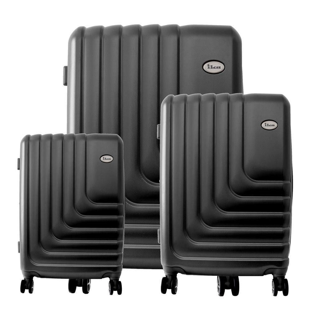 Conjunto de Malas de Viagem Expansível em Abs Ika Flex, Cadeado Tsa Rodas Duplas 3pcs- Preta, P/m/g
