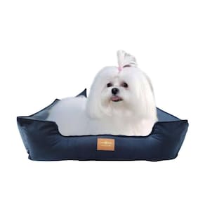 Kit Luxo Caminha Pet Veludo 2Peças M Para Cães Pequenos Azul