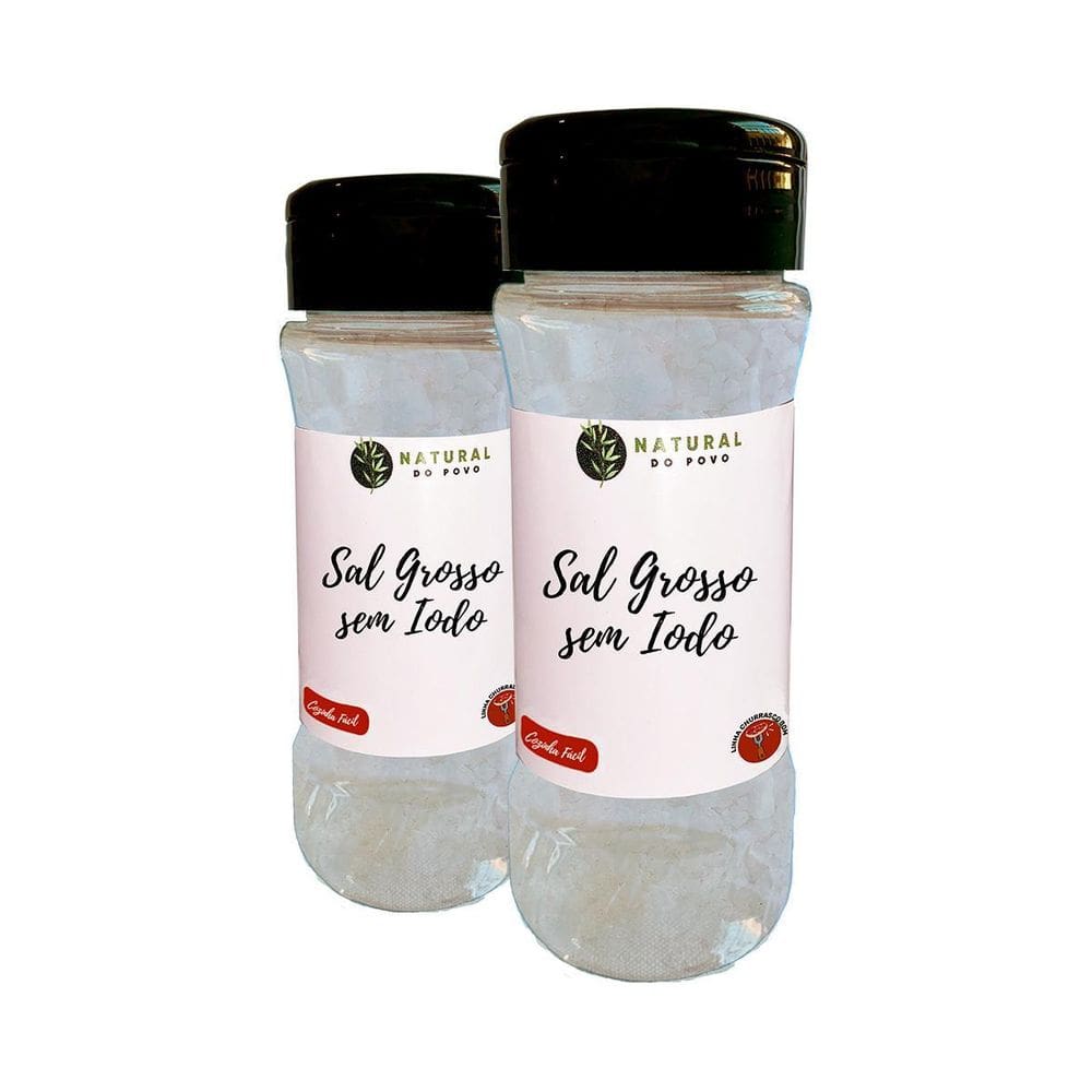 Sal Grosso Sem Iodo Kit 2 Premium Pote Com Dosador 130G