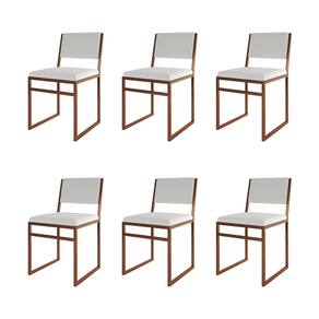 Kit 6 Cadeiras De Jantar Industrial Isa Assento Corino Branco Base Cobre
