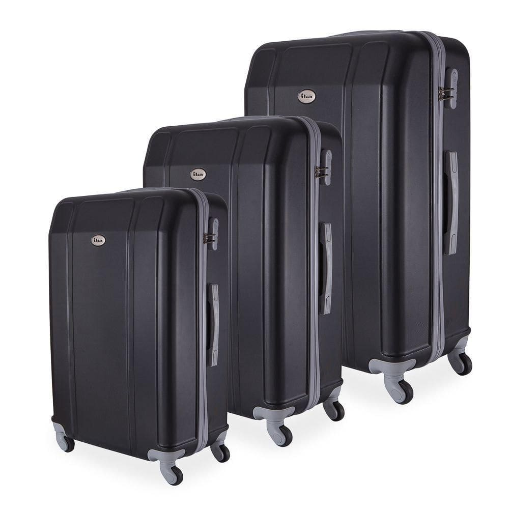 Conjunto De Mala De Viagem Em Abs Ika Continental Cadeado Rodas Giro 360º 3 Peças P/m/g Preta - Preta, U