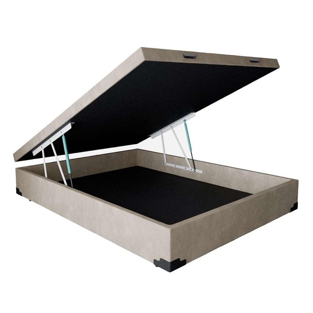 Base para Cama Box Casal Martin Premium com Baú Suede (45x138x188) Bege