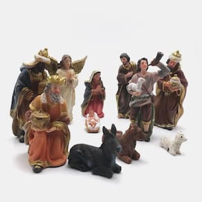 Presépio De Natal Sagrada Família 12,5Cm Em Resina Com 11Pcs