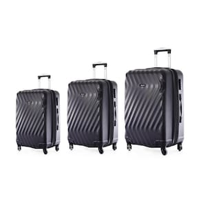 Kit Mala Abs Paris Preto 4 Rodas 3 Peças