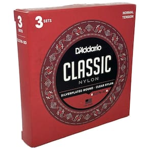Kit 3 Encordoamentos Nylon Violão Tensão Normal Ej27N 3D