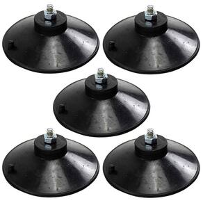 Kit 5 Ventosa De 90Mm 9 Cm Em Preto Com Parafuso E Porca
