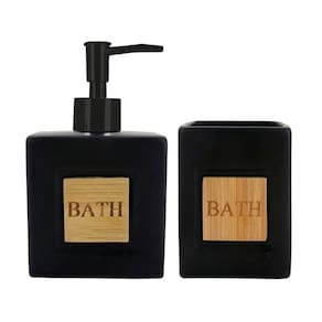 Conjunto Para Banheiro Em Cerâmica Bath Com 2 Peças Mimo Style Preto