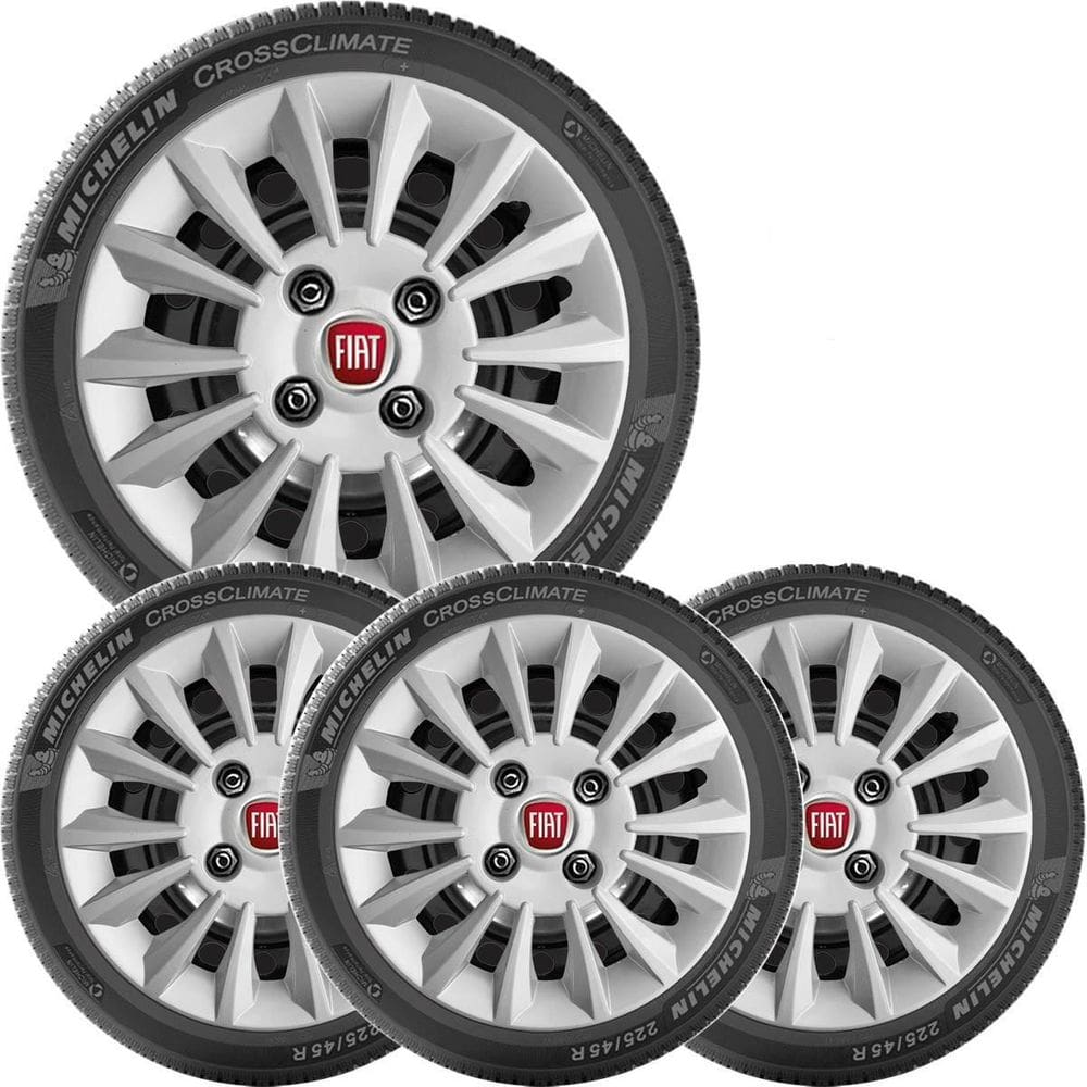 4X Calota Fiat Uno Palio Siena Aro 14 Com Emblema 211Cb