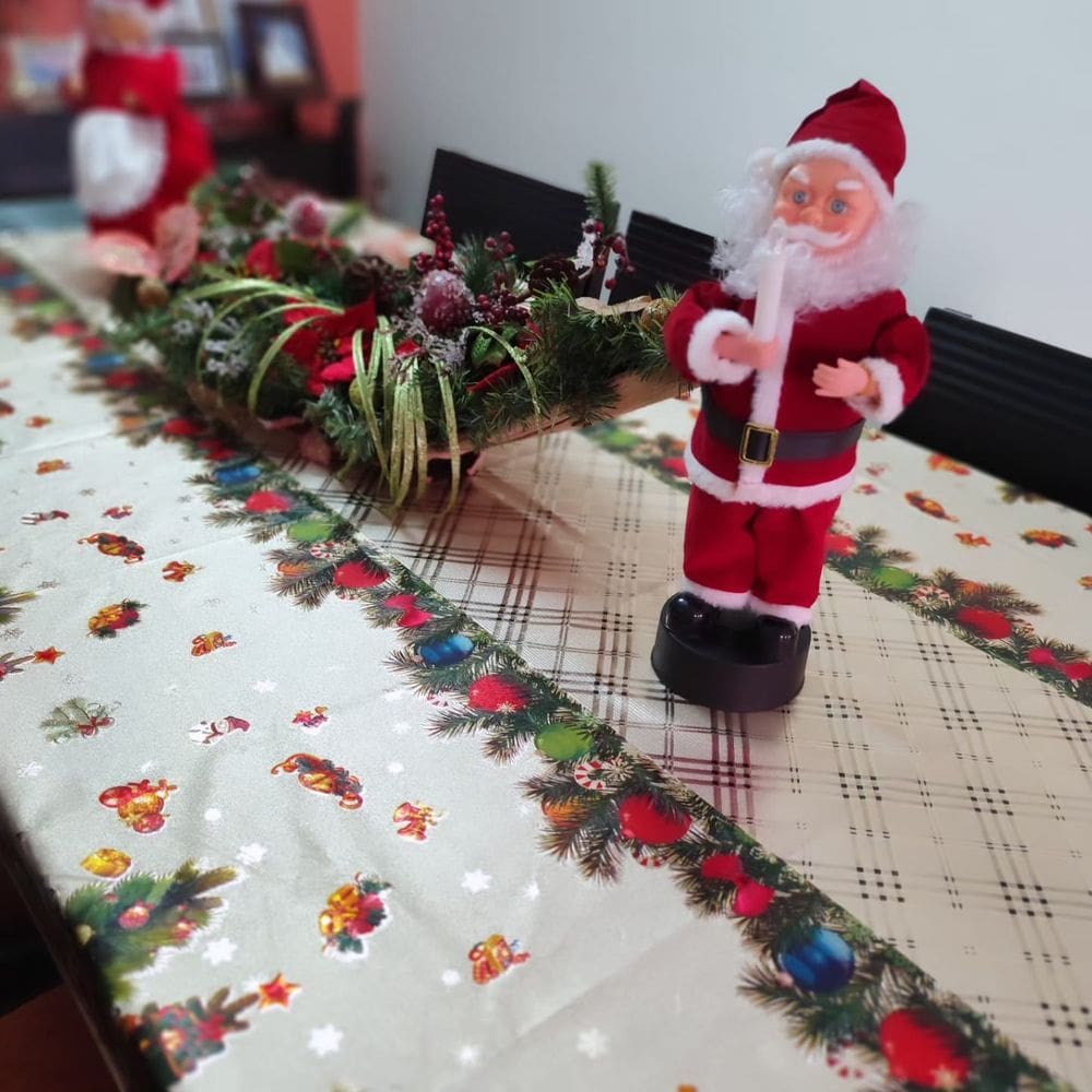Toalha de Mesa Quadrada 140x140 Natal Papai Noel Plastico PVC