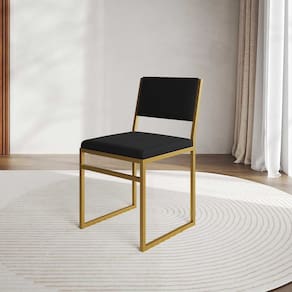 Cadeira De Jantar Industrial Isa Assento Veludo Preto Base Dourado