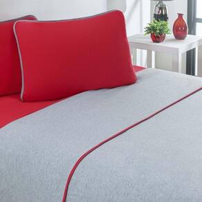 Jogo De Cama Malha Lençol 100% Algodão Urbano 4 Peças Queen Vermelho-mescla