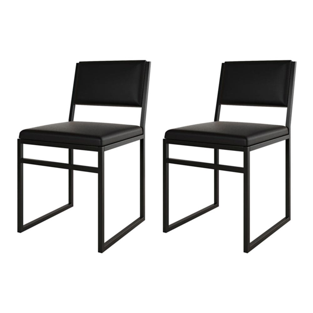 Kit 2 Cadeiras De Jantar Industrial Isa Assento Corino Preto