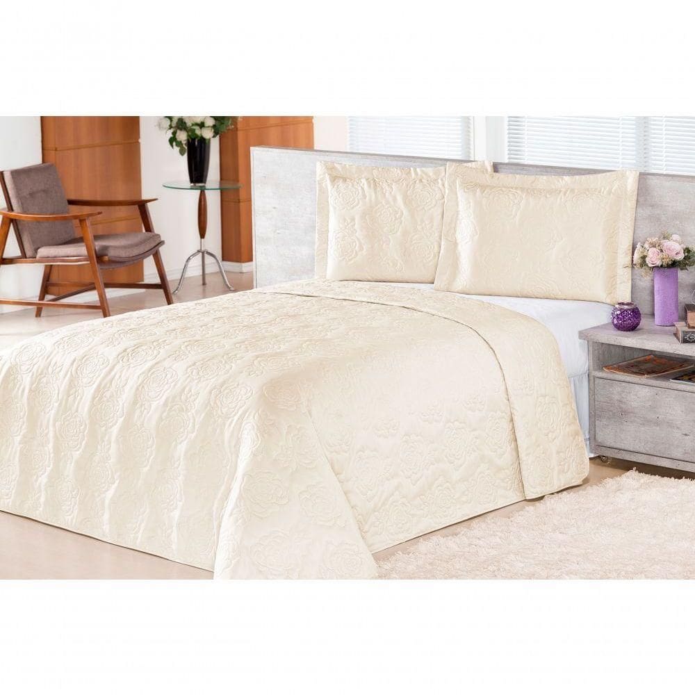 Cobre Leito Pratic Rosas Solteiro 2 Pecas - Palha