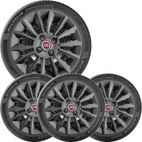 4X Calota Fiat Uno Palio Siena Aro 14 Grafite Com Emb 211Cb