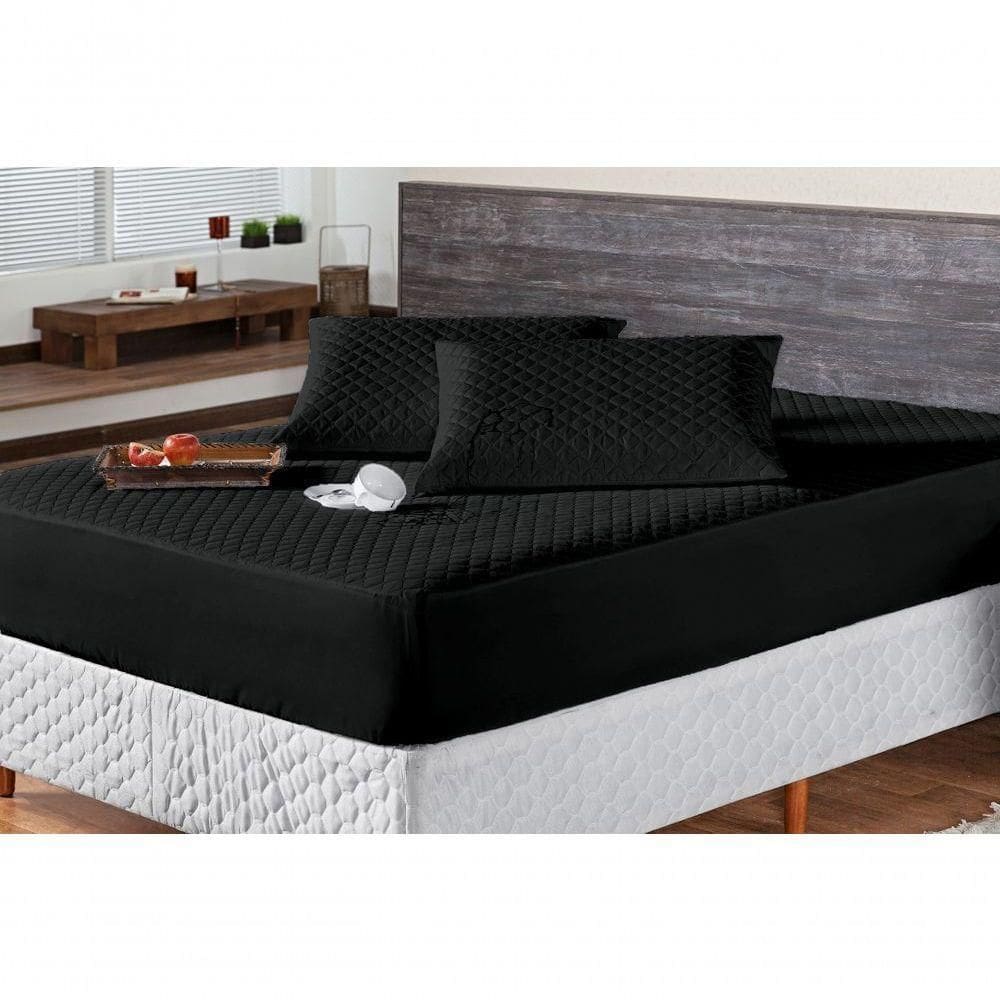 Protetor Colchao King Impermeavel Matelado Aquarela 01 Peça - Preto