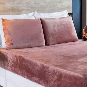 Jogo De Cama Queen Biasoft Manta Flannel 3 Peças Rosê