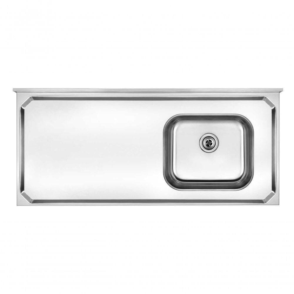 Pia De Inox 1,50 X 0,53 Lisa Cuba Deslocada Para Direita