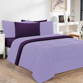 Kit Edredom + Jogo De Lençol 100% Algodão Gran Moratta 5 Peças Solteiro Lilás-roxo