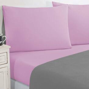 Jogo De Cama Malha Lençol 100% Algodão Gran Moratta 4 Peças Casal - Cinza-rosa