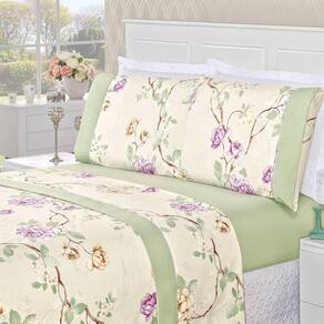 Jogo De Cama Estampado Micropercal 200 Fios Naturale Solteiro 03 Peças - Belle
