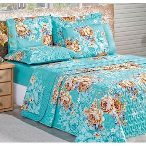 Cobre Leito Estampado Micropercal 200 Fios Naturale Queen 03 Peças - Jasmine