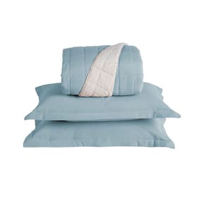 Kit Cobre Leito Colcha Nuance Casal 3 Peças Dupla Face Matelado Sherpa - Azul