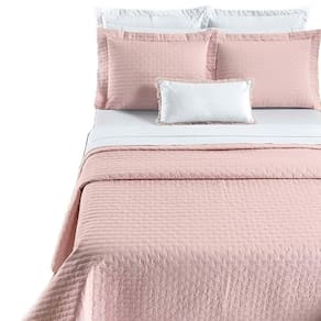 Kit Cobre Leito Colcha Quality Casal 3 Peças Percale 200 Fios Bordado - Rosa