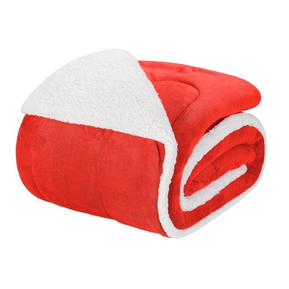 Edredom King Coberdrom Noruega Sherpa/mantinha 1 Peça - Vermelho