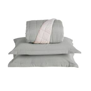 Kit Cobre Leito Colcha Nuance Queen 3 Peças Dupla Face Matelado Sherpa - Cinza