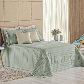 Kit Cobre Leito Colcha Dobby Queen 3 Peças Matelado 180 Fios - Verde Malva