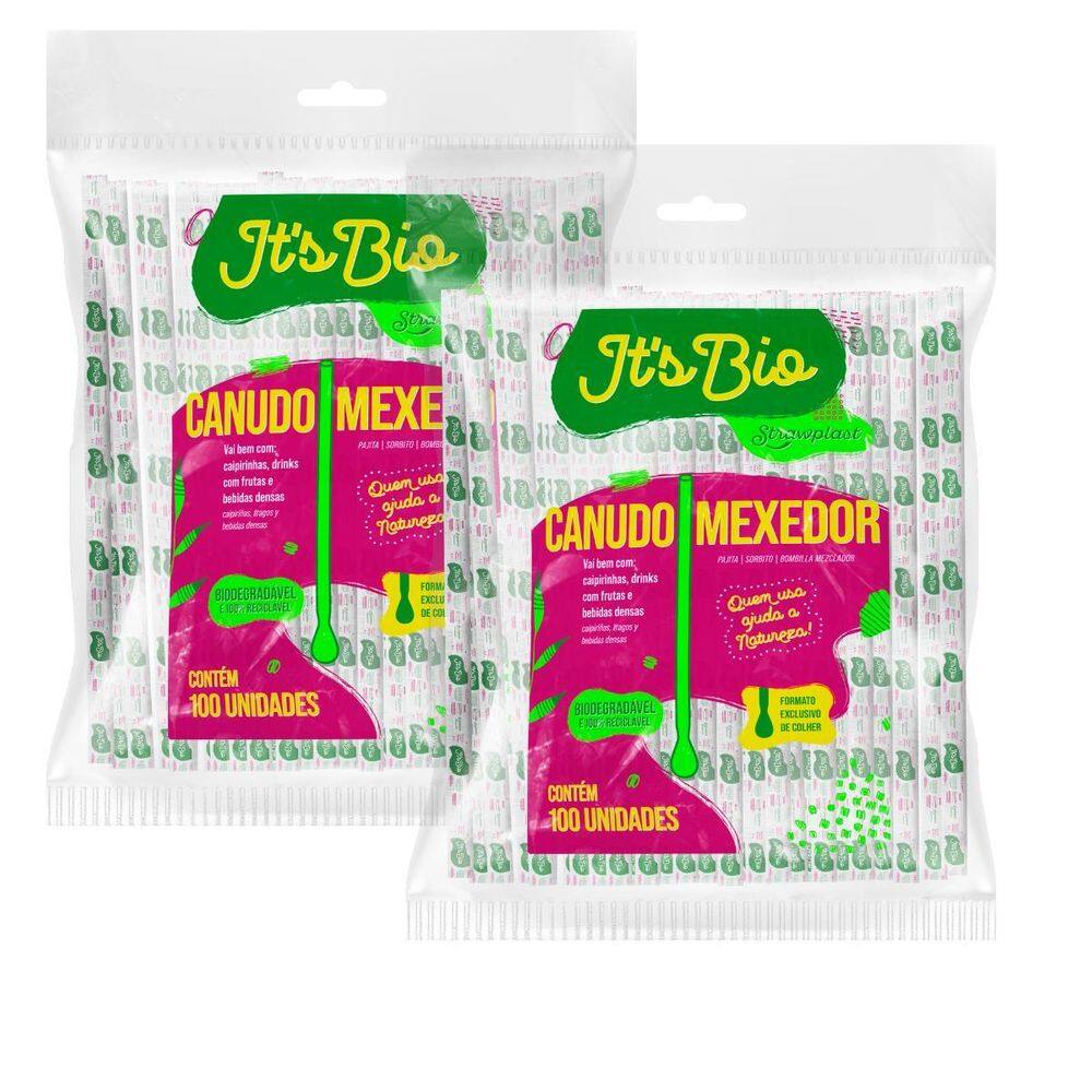 Kit 2 Canudo Mexedor Formato Colhers It`S Bio 200 Un