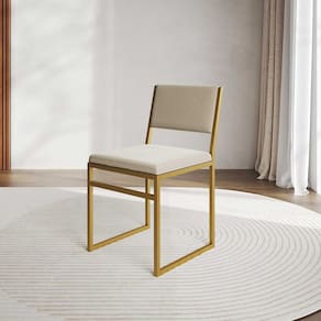 Cadeira De Jantar Industrial Isa Assento Veludo Bege Base Dourado