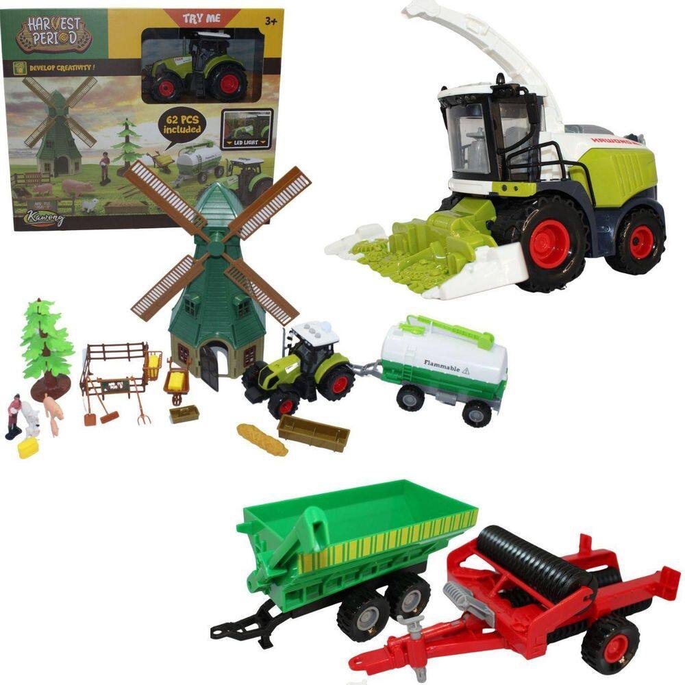 Conjunto Fazenda, Moinho, Animais, Tratores 65 Peças