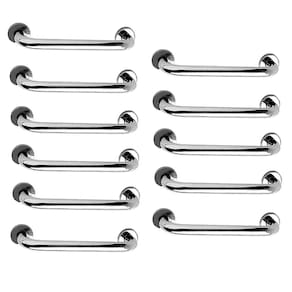 Alça de Apoio Inox 30cm Barra Kit 11 Unidades Idoso Cadeirante Deficiente Box Banheiro Acessibilidade Corrimao Suporte Proteçao Segurança