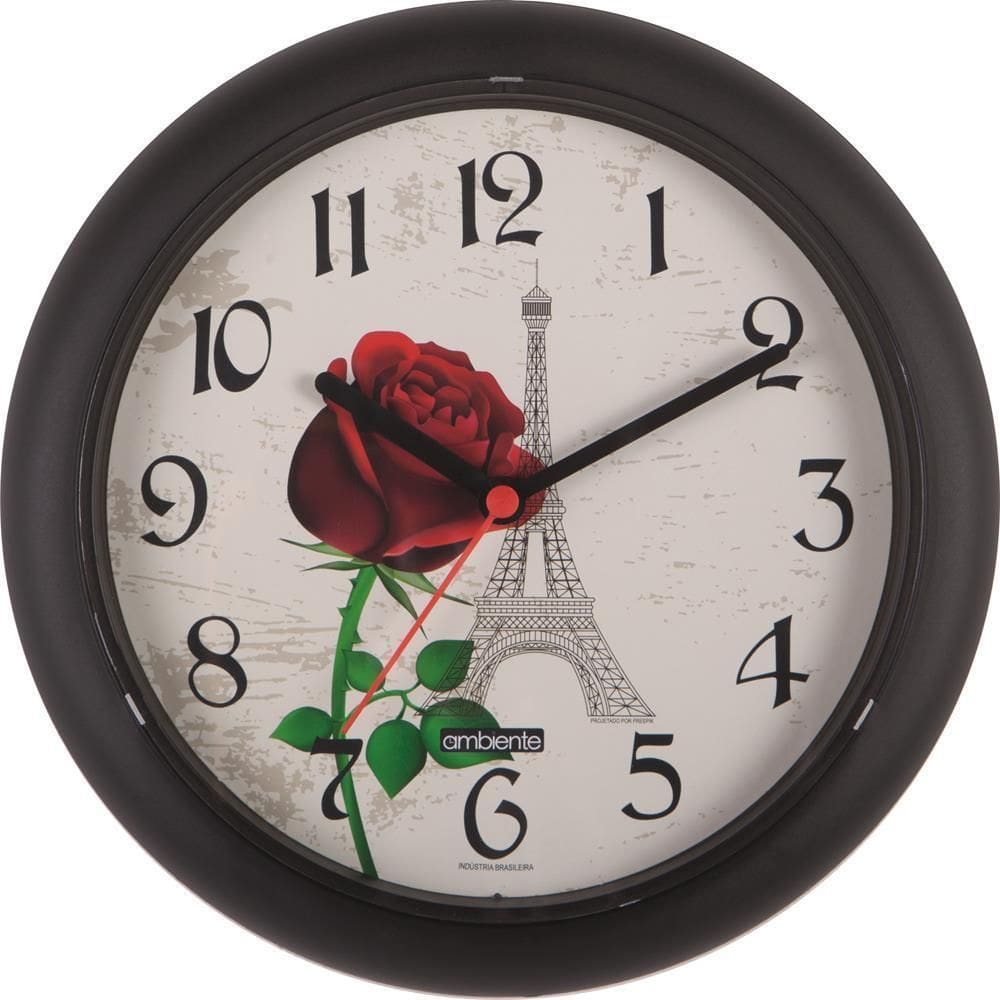Relógio Parede Ambiente Ref: 198300-034 Preto Torre Eiffel
