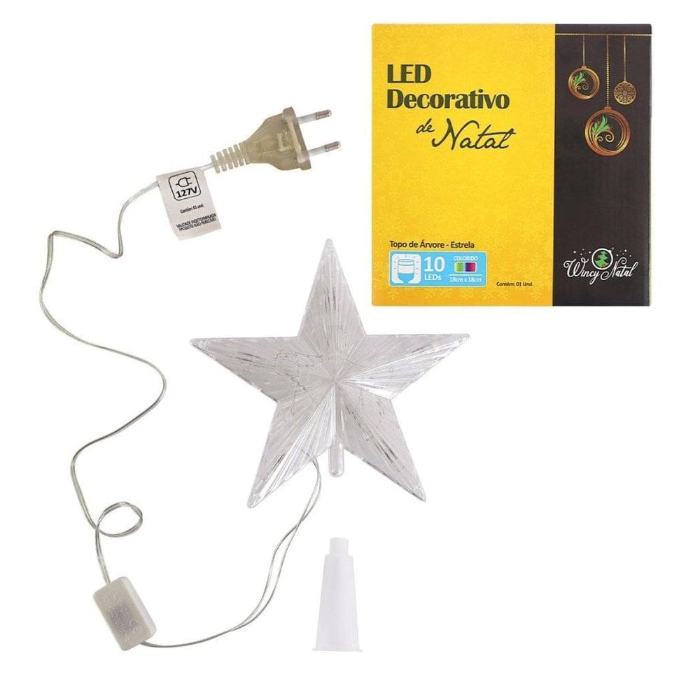 Estrela Para Árvore De Natal Em Led Colorido Brilhante